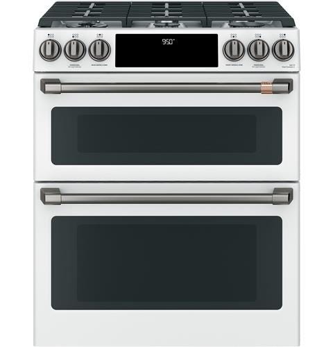 Café 30" Slide-In Front Control Dual-Fuel Double Oven with Convection Range C2S950P4MW2