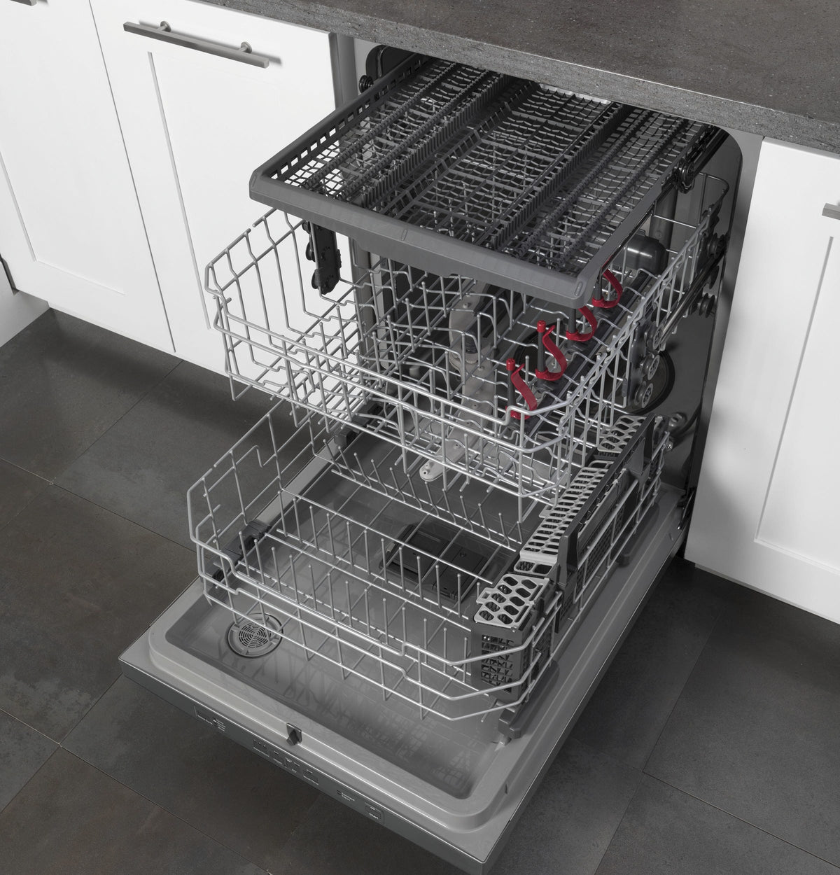 GE GE® ENERGY STAR® Top Control with Plastic Interior Dishwasher with Sanitize Cycle & Dry Boost GDT630PGRBB