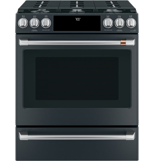 Café 30" Slide-In Front Control Gas Oven with Convection Range with Warming Drawer CGS700P3MD1