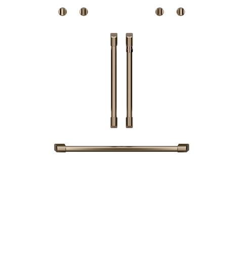 Café 2 French-Door Handles; 1 - 30" Handle; 4 Knobs - Brushed Bronze CXWDFHKPMBZ