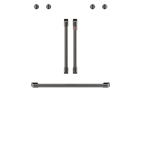 Café 2 French-Door Handles; 1 - 30" Handle; 4 Knobs - Brushed Black CXWDFHKPMBT