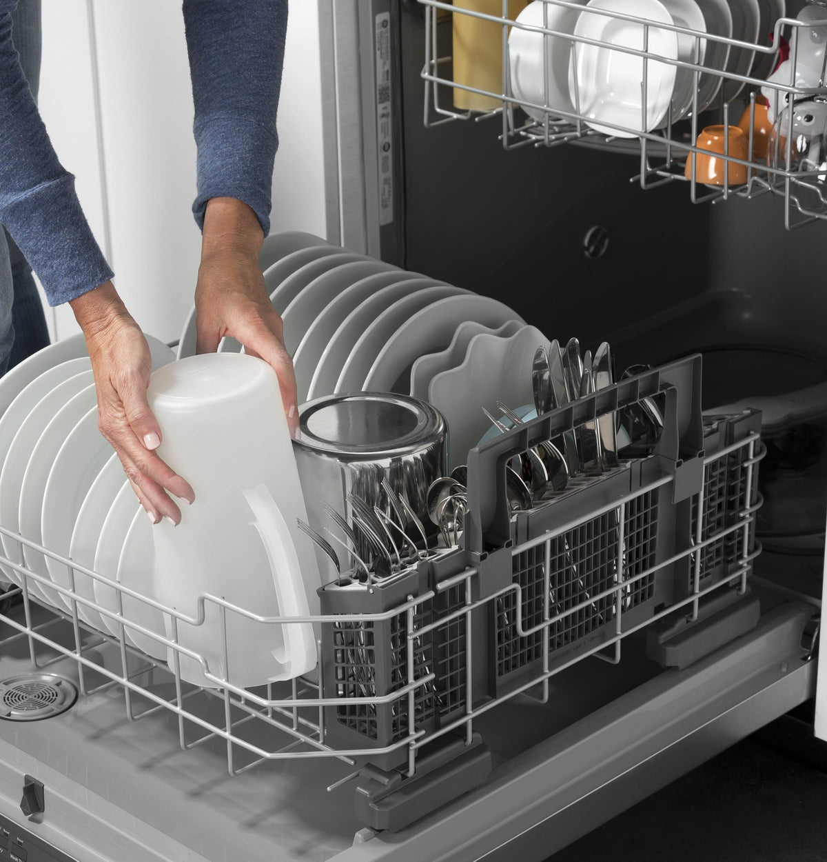 GE GE® ENERGY STAR® Top Control with Plastic Interior Dishwasher with Sanitize Cycle & Dry Boost GDT630PGRBB