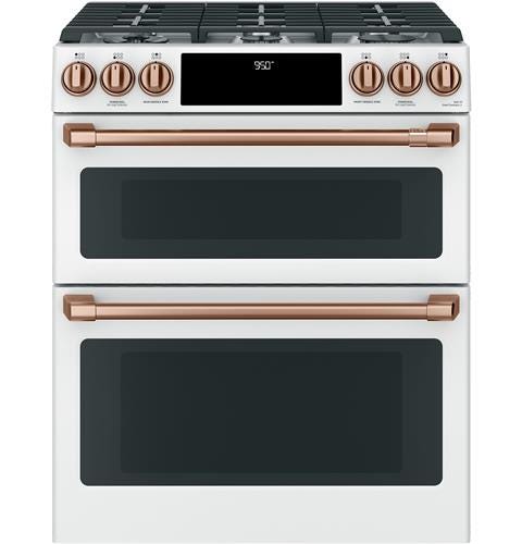 Café 30" Slide-In Front Control Dual-Fuel Double Oven with Convection Range C2S950P4MW2
