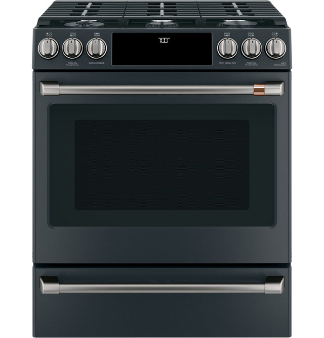 Café 30" Slide-In Front Control Gas Oven with Convection Range with Warming Drawer CGS700P3MD1