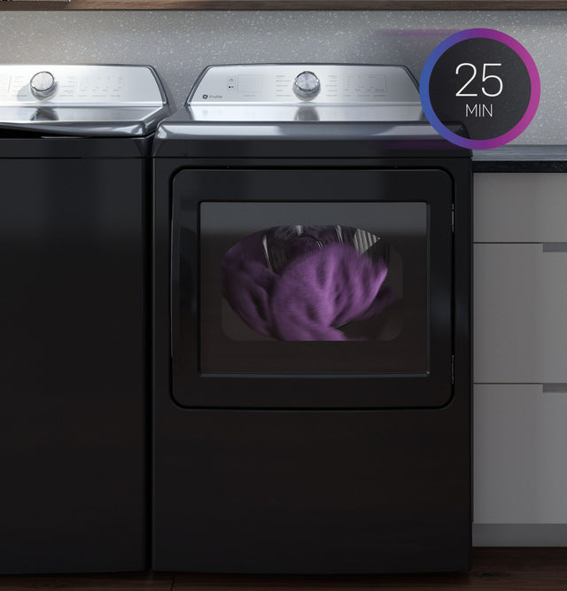 GE Profile 7.4 cu. ft. Capacity Smart aluminized alloy drum Electric Dryer with Sanitize Cycle and Sensor Dry PTD70EBSTWS