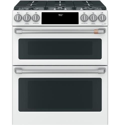 Café 30" Slide-In Front Control Dual-Fuel Double Oven with Convection Range C2S950P4MW2