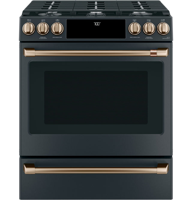 Café 30" Slide-In Front Control Gas Oven with Convection Range with Warming Drawer CGS700P3MD1
