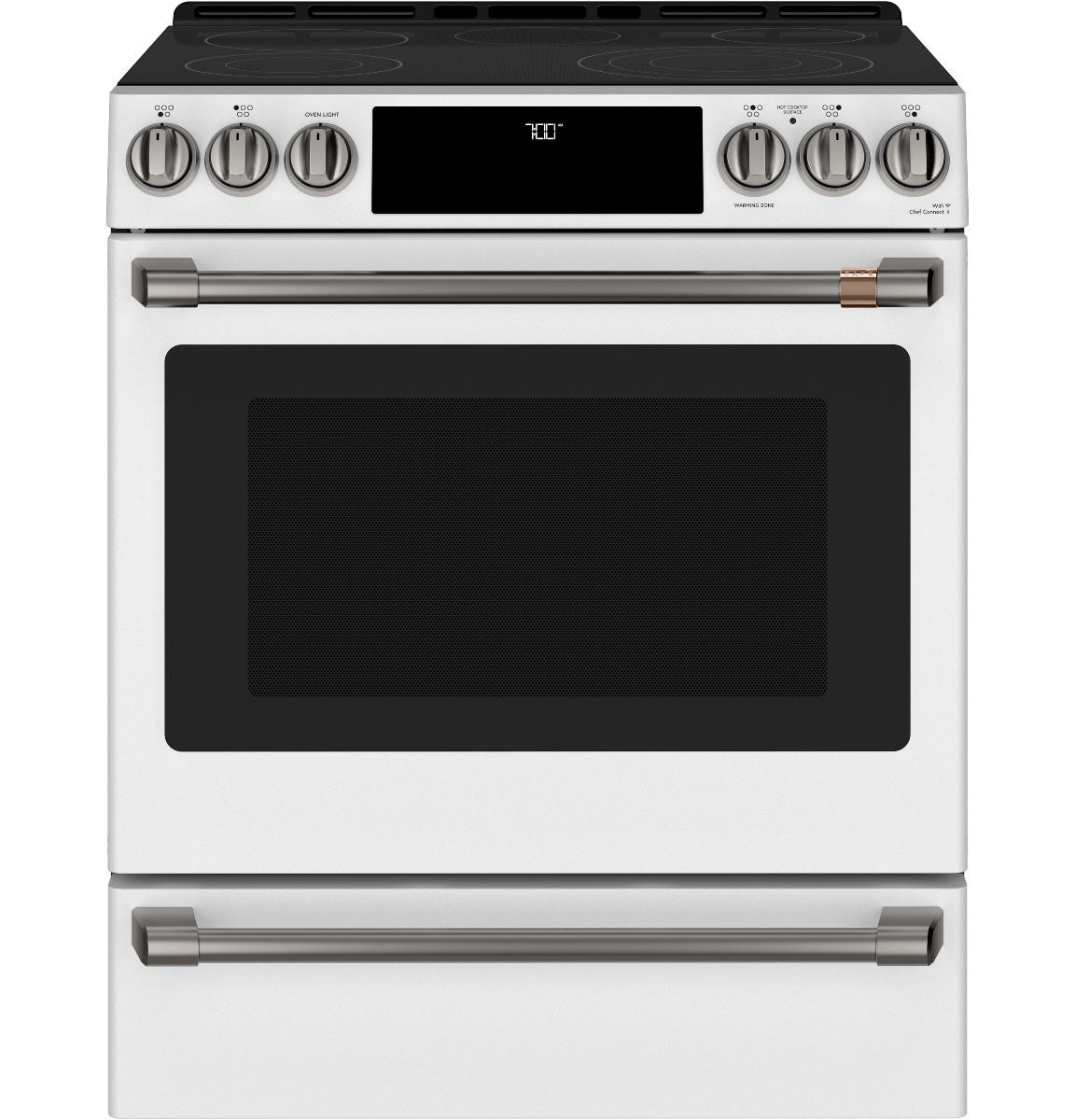 Café 30" Smart Slide-In, Front-Control, Radiant and Convection Range CES700P4MW2