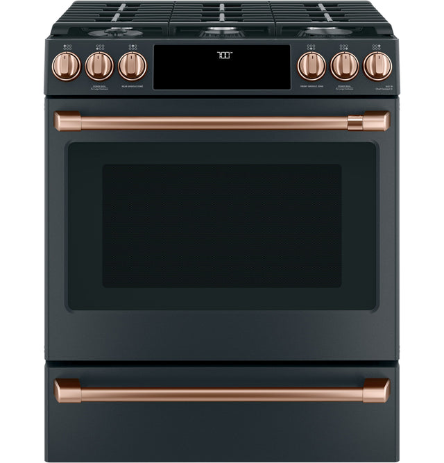 Café 30" Slide-In Front Control Gas Oven with Convection Range with Warming Drawer CGS700P3MD1