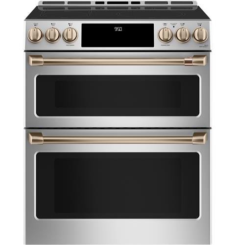 Café 30" Slide-In Front Control Induction and Convection Double Oven Range CHS950P2MS1