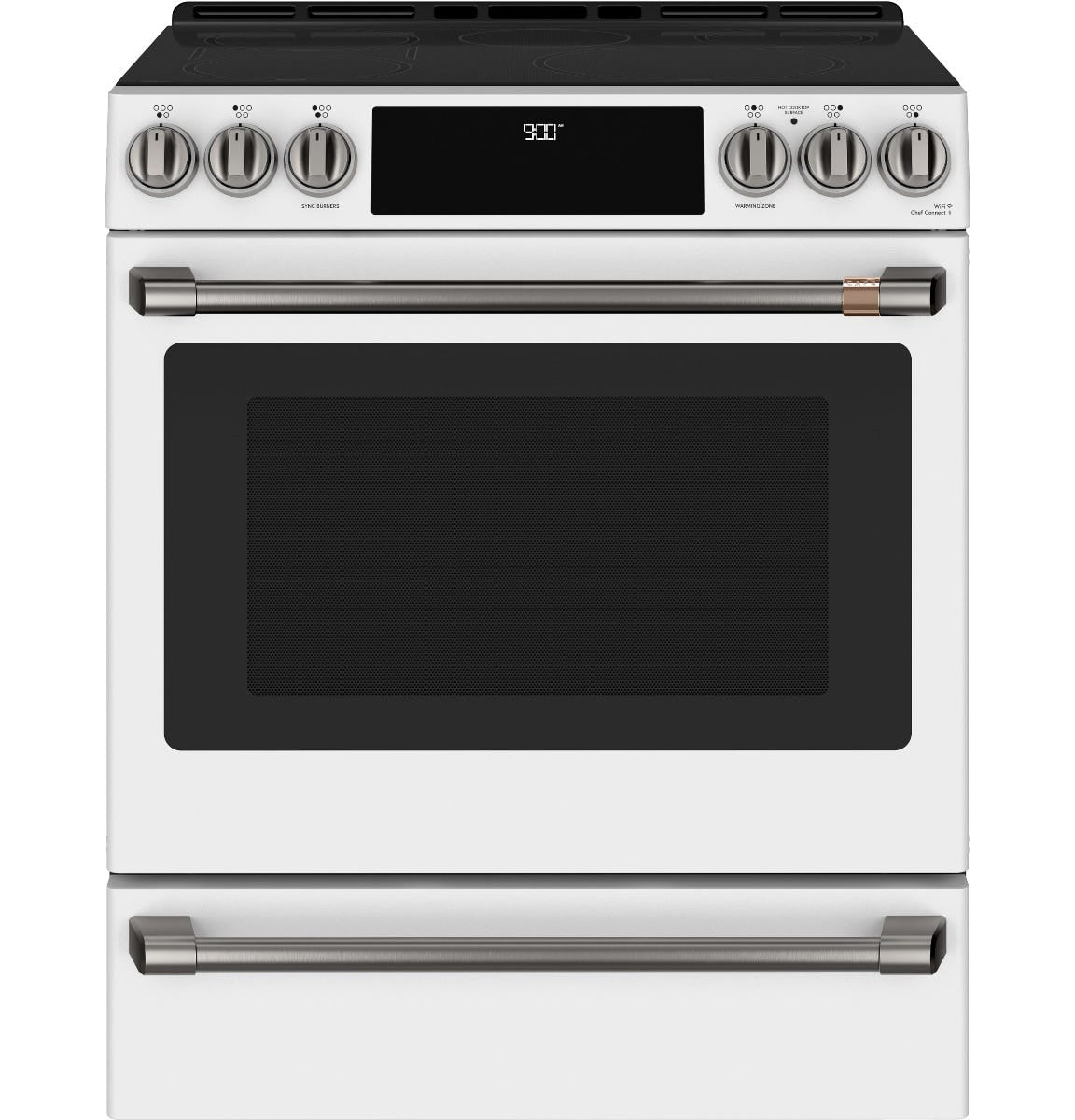 Café™ 30" Smart Slide-In, Front-Control, Induction and Convection Range with Warming Drawer CHS900P4MW2
