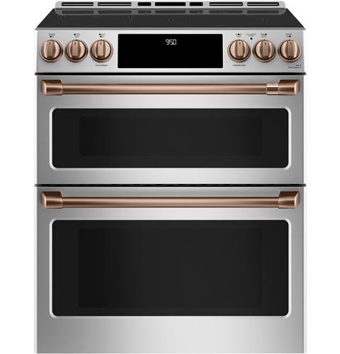 Café 30" Slide-In Front Control Induction and Convection Double Oven Range CHS950P2MS1