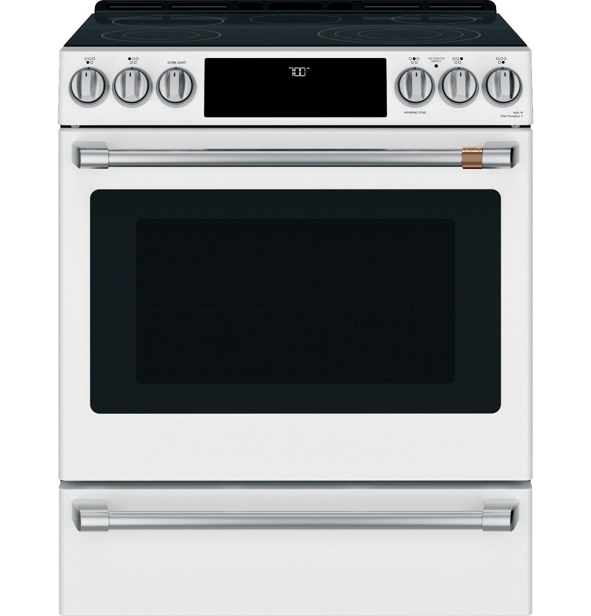 Café 30" Smart Slide-In, Front-Control, Radiant and Convection Range CES700P4MW2