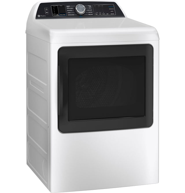 GE Profile 7.4 cu. ft. Capacity Smart aluminized alloy drum Electric Dryer with Sanitize Cycle and Sensor Dry PTD70EBSTWS