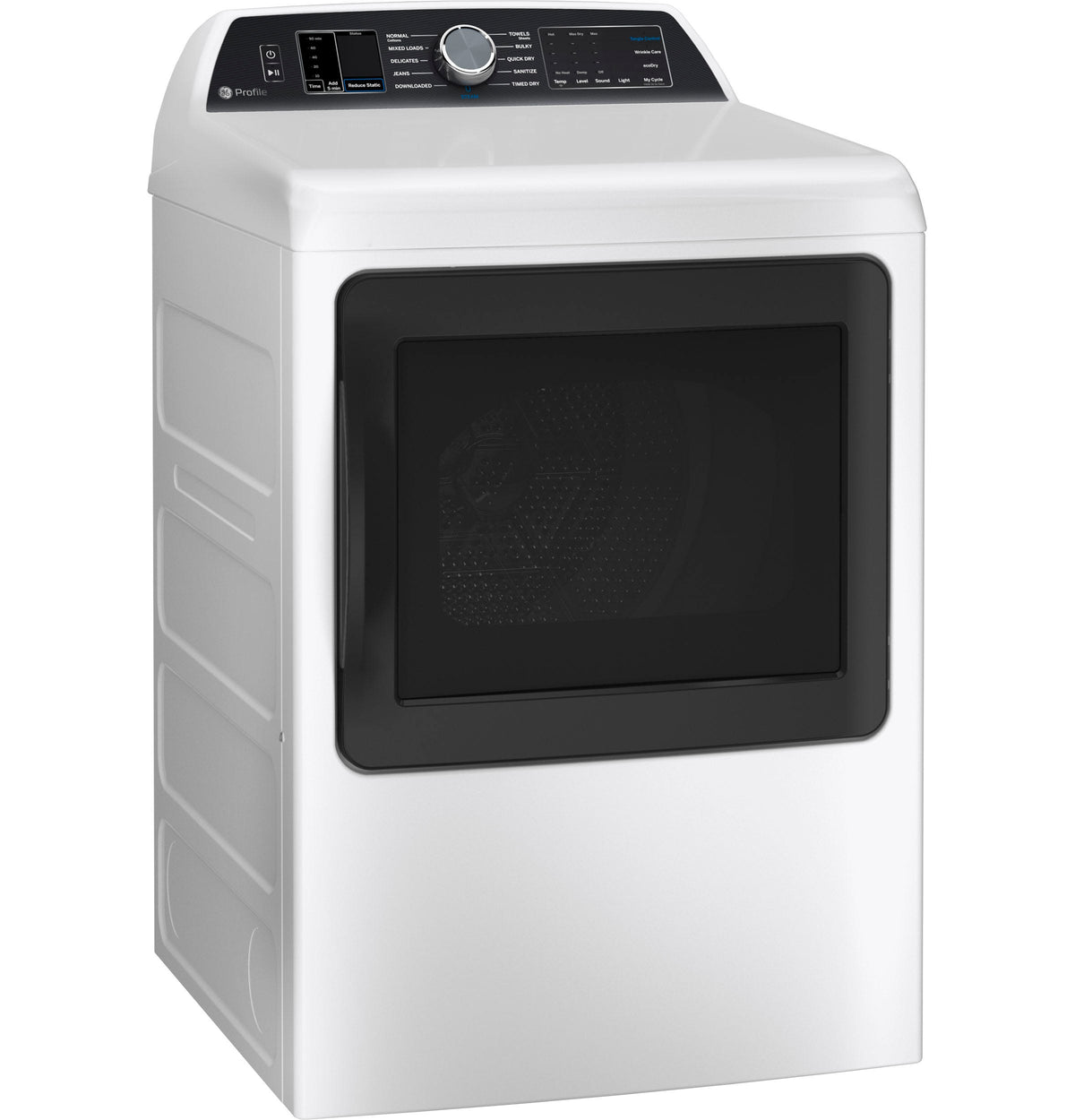 GE Profile 7.4 cu. ft. Capacity Smart aluminized alloy drum Gas Dryer with Sanitize Cycle and Sensor Dry PTD70GBSTWS