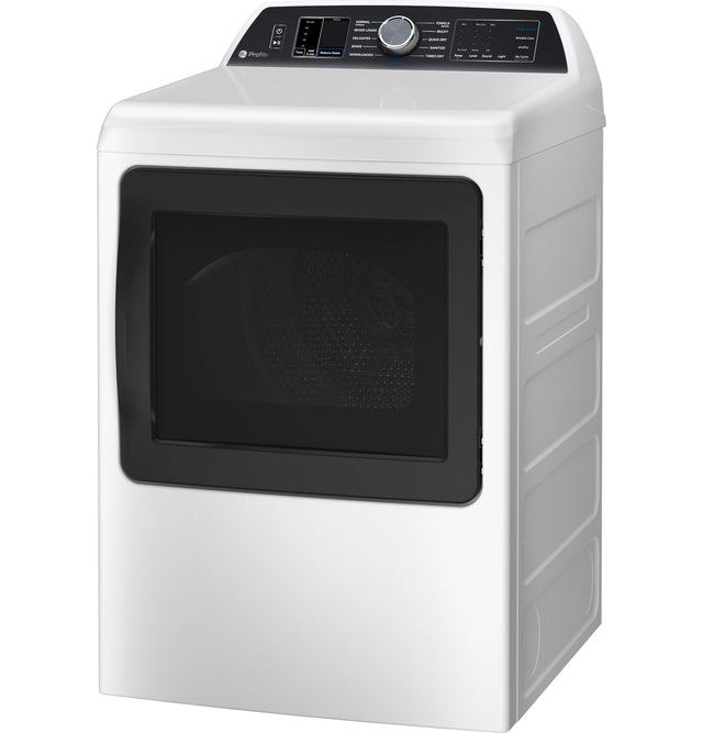 GE Profile 7.4 cu. ft. Capacity Smart aluminized alloy drum Electric Dryer with Sanitize Cycle and Sensor Dry PTD70EBSTWS