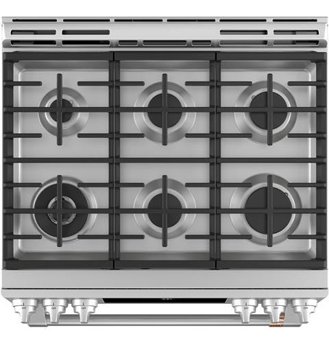 Café 30" Slide-In Front Control Gas Oven with Convection Range with Warming Drawer CGS700P2MS1