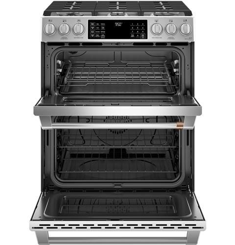 Café 30" Slide-In Front Control Dual-Fuel Double Oven with Convection Range C2S950P2MS1