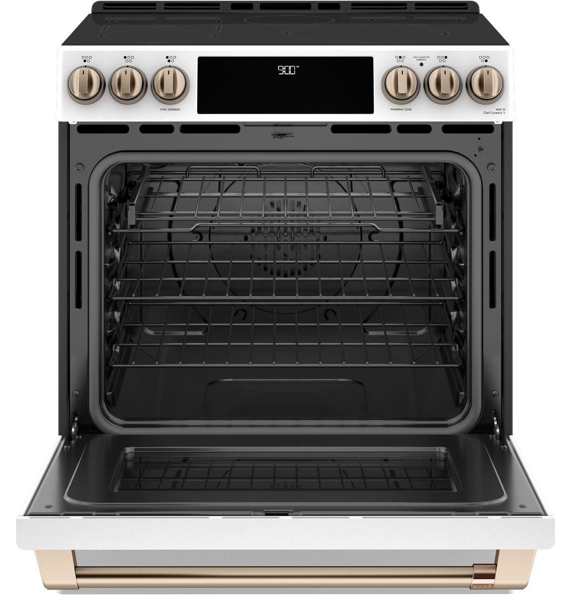 Café™ 30" Smart Slide-In, Front-Control, Induction and Convection Range with Warming Drawer CHS900P4MW2