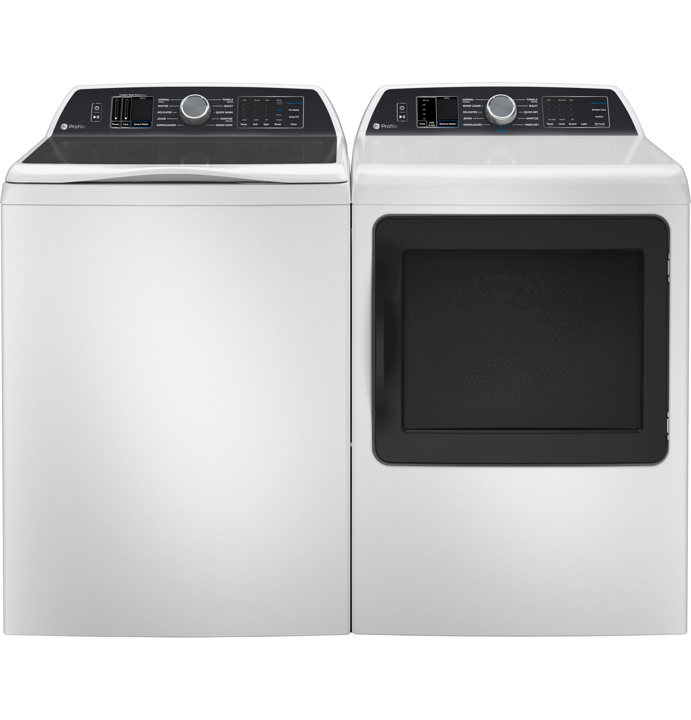 GE Profile 7.4 cu. ft. Capacity Smart aluminized alloy drum Electric Dryer with Sanitize Cycle and Sensor Dry PTD70EBSTWS