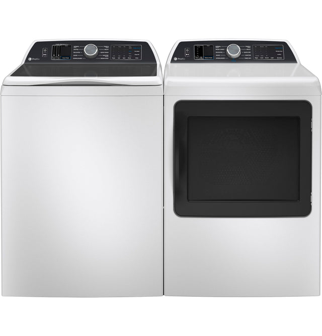 GE Profile 7.4 cu. ft. Capacity Smart aluminized alloy drum Electric Dryer with Sanitize Cycle and Sensor Dry PTD70EBSTWS