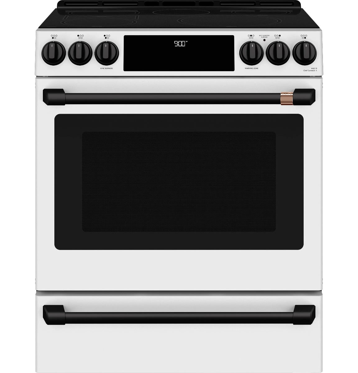 Café™ 30" Smart Slide-In, Front-Control, Induction and Convection Range with Warming Drawer CHS900P4MW2