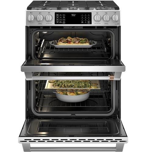 Café 30" Slide-In Front Control Dual-Fuel Double Oven with Convection Range C2S950P2MS1