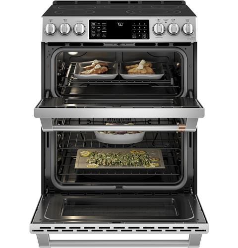 Café™ 30" Slide-In Front Control Radiant and Convection Double Oven Range CES750P2MS1