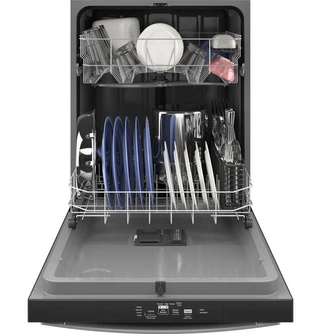 GE GE® ENERGY STAR® Top Control with Plastic Interior Dishwasher with Sanitize Cycle & Dry Boost GDT535PGRBB