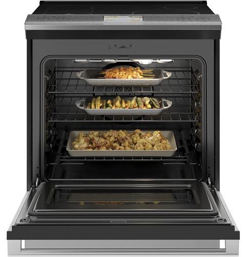 Cafe 30" Smart Slide-In, Front-Control, Induction and Convection Range with In-Oven Camera in Platinum Glass CHS90XM2NS5