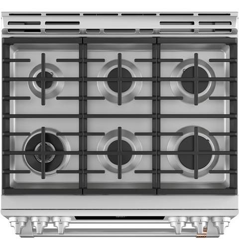 Café 30" Slide-In Front Control Dual-Fuel Double Oven with Convection Range C2S950P2MS1
