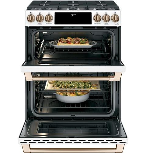 Café 30" Slide-In Front Control Dual-Fuel Double Oven with Convection Range C2S950P4MW2