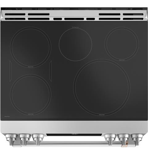 Café 30" Slide-In Front Control Induction and Convection Range with Warming Drawer CHS900P2MS1