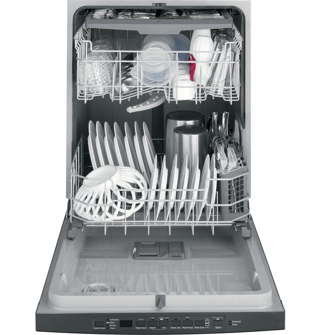 GE GE® ENERGY STAR® Top Control with Plastic Interior Dishwasher with Sanitize Cycle & Dry Boost GDT630PGRBB