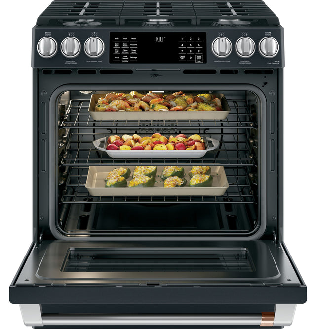 Café 30" Slide-In Front Control Gas Oven with Convection Range with Warming Drawer CGS700P3MD1