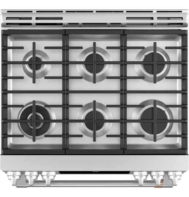 Café 30" Slide-In Front Control Gas Oven with Convection Range with Warming Drawer CGS700P2MS1