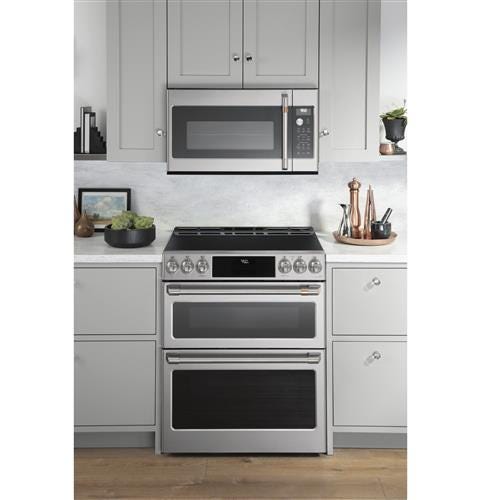 Café 30" Slide-In Front Control Induction and Convection Double Oven Range CHS950P2MS1