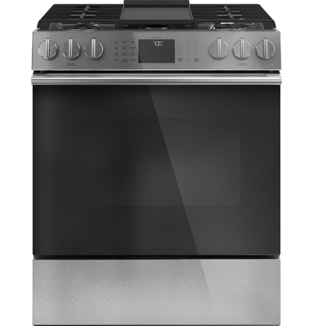 Café 30" Slide-In Front Control Gas Oven with Convection Range with Warming Drawer CGS700M2NS5