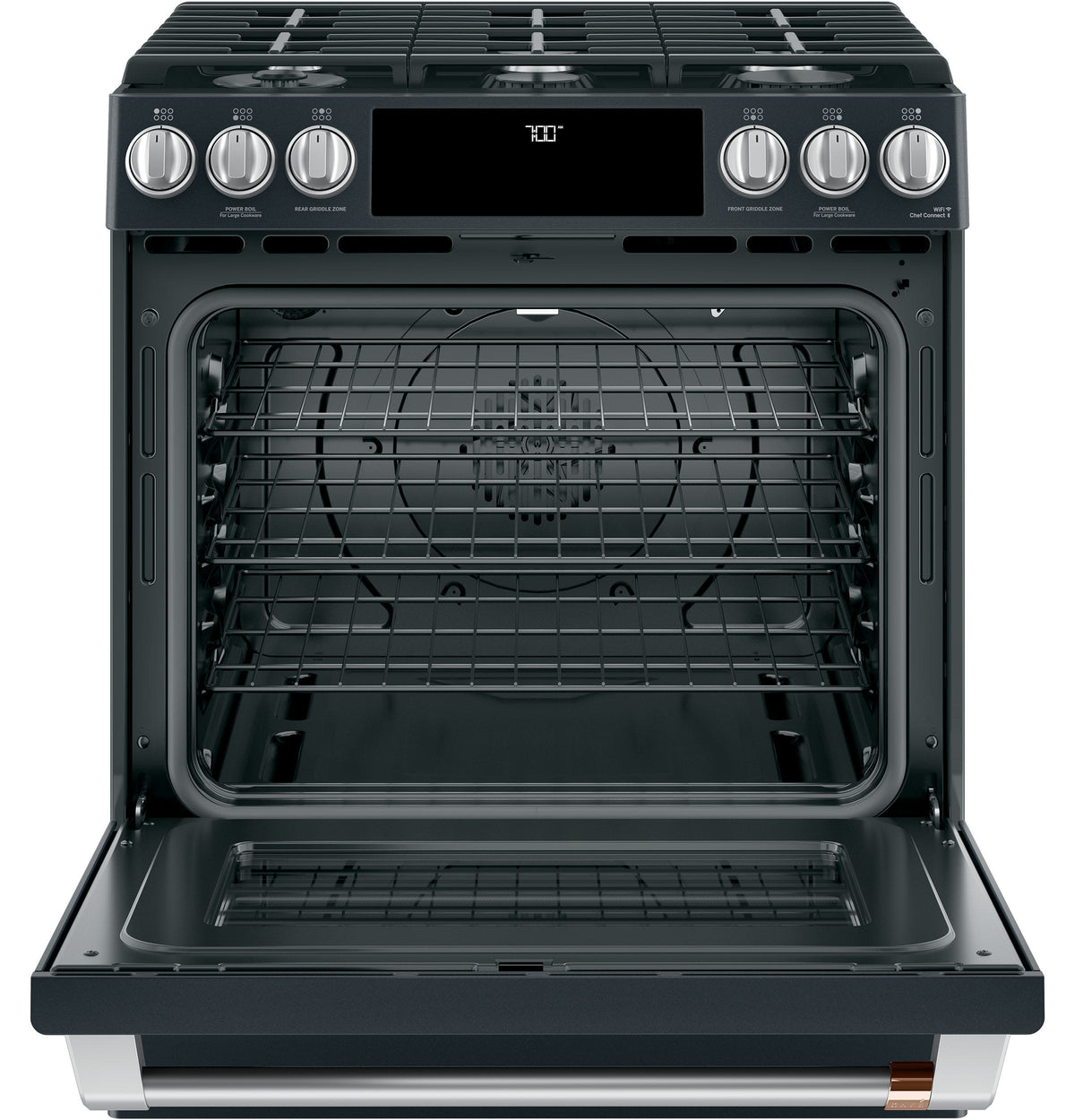 Café 30" Slide-In Front Control Gas Oven with Convection Range with Warming Drawer CGS700P3MD1