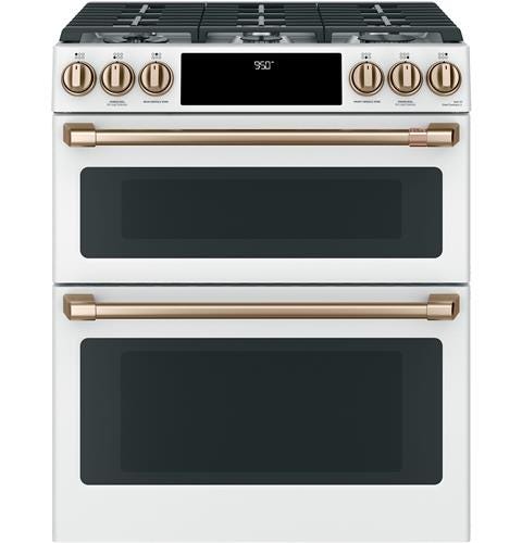 Café 30" Slide-In Front Control Dual-Fuel Double Oven with Convection Range C2S950P4MW2