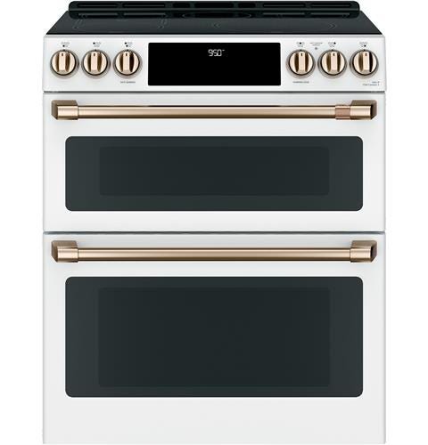 Café 30" Slide-In Front Control Induction and Convection Double Oven Range CHS950P4MW2