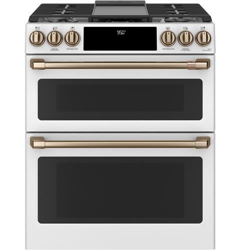 Café 30" Slide-In Front Control Dual-Fuel Double Oven with Convection Range C2S950P4MW2