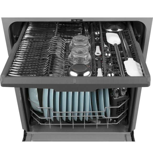 GE GE® ENERGY STAR® Top Control with Plastic Interior Dishwasher with Sanitize Cycle & Dry Boost GDT630PGRBB