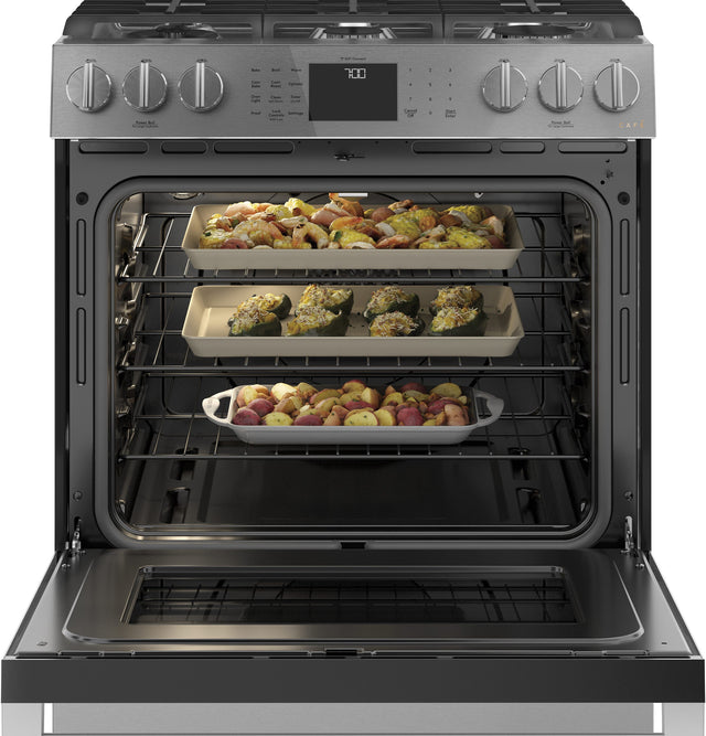 Café 30" Slide-In Front Control Gas Oven with Convection Range with Warming Drawer CGS700M2NS5