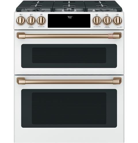 Café 30" Slide-In Front Control Gas Double Oven with Convection Range CGS750P4MW2