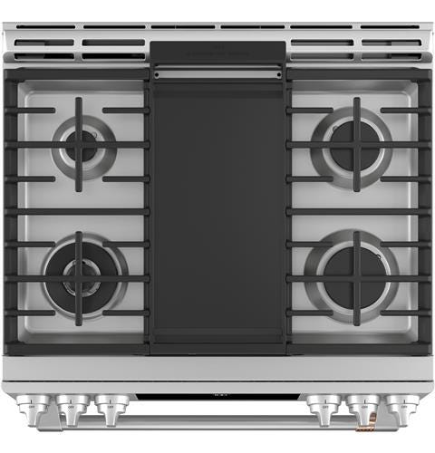 Café 30" Slide-In Front Control Gas Oven with Convection Range with Warming Drawer CGS700P2MS1