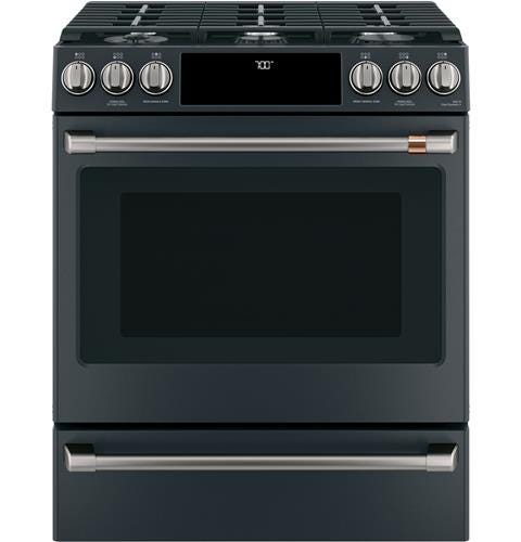 Café 30" Slide-In Front Control Gas Oven with Convection Range with Warming Drawer CGS700P3MD1