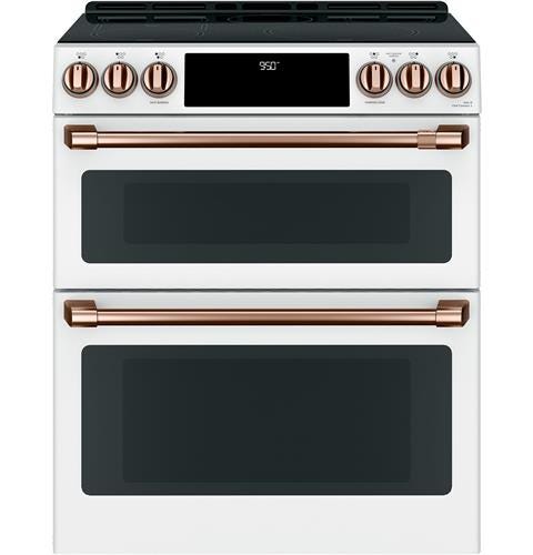 Café 30" Slide-In Front Control Induction and Convection Double Oven Range CHS950P4MW2