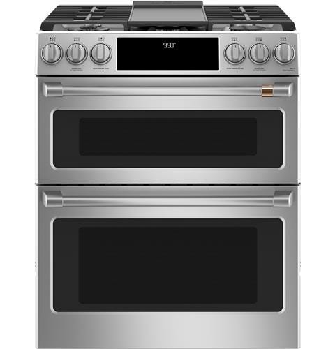 Café 30" Slide-In Front Control Dual-Fuel Double Oven with Convection Range C2S950P2MS1
