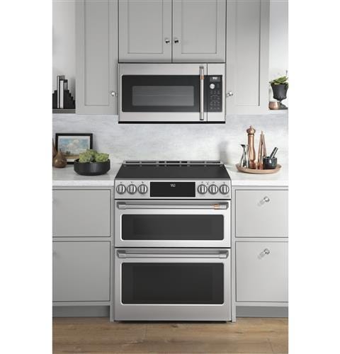 Café 30" Slide-In Front Control Induction and Convection Double Oven Range CHS950P2MS1